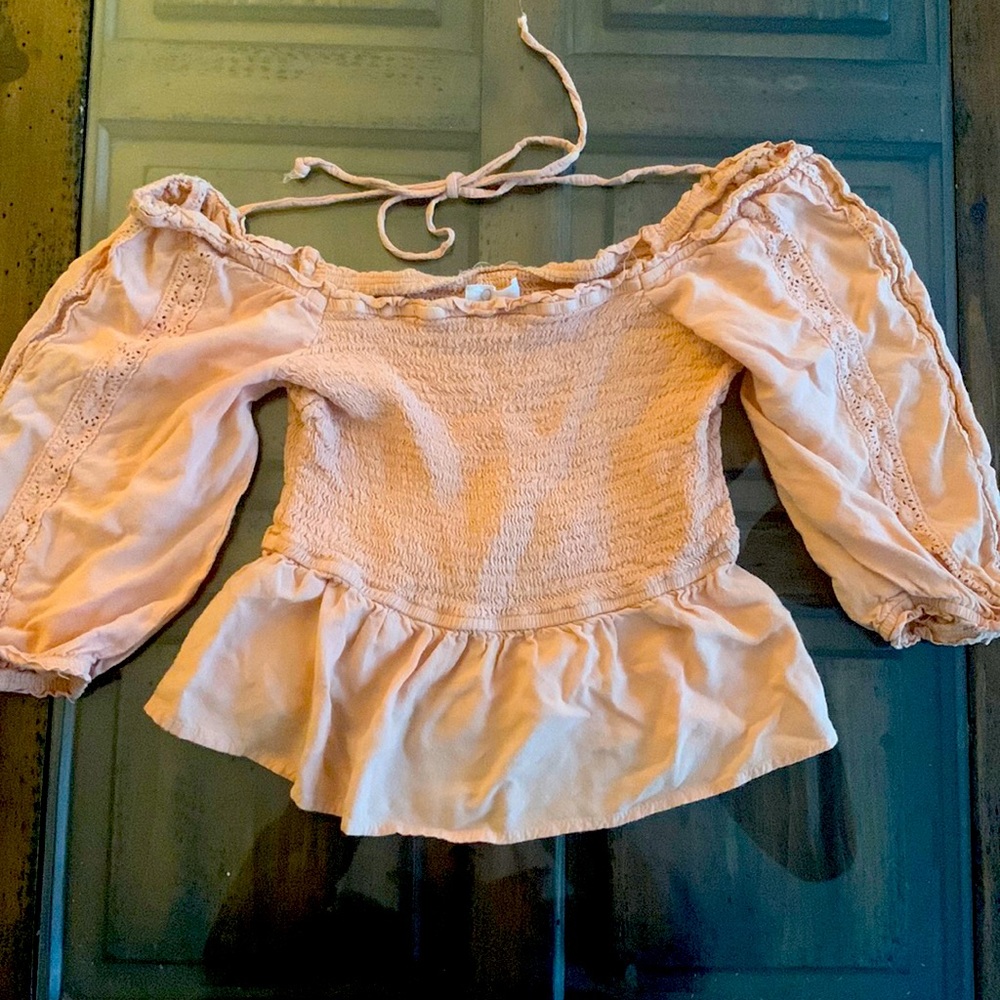 Peach strapless top